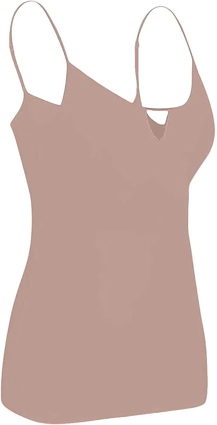 Built in Bra Tank Tops for Women Adjustable Spaghetti Strap Yoga Basic Shirts Padded Camisole Lounge Undershirts