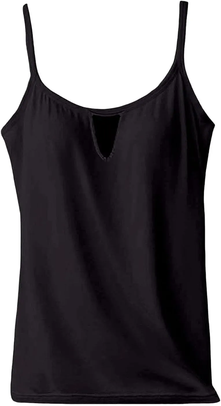 Built in Bra Tank Tops for Women Adjustable Spaghetti Strap Yoga Basic Shirts Padded Camisole Lounge Undershirts