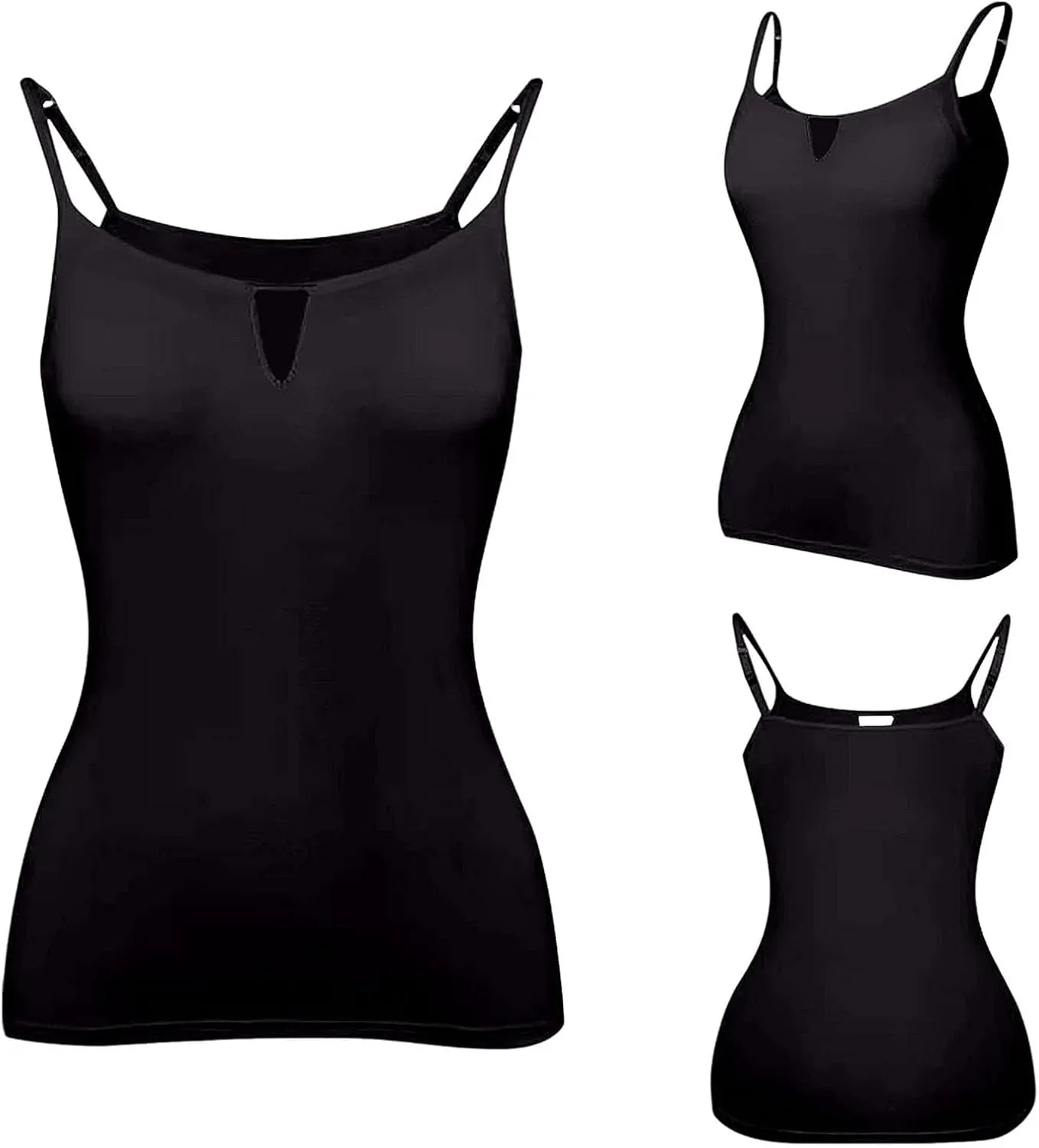 Built in Bra Tank Tops for Women Adjustable Spaghetti Strap Yoga Basic Shirts Padded Camisole Lounge Undershirts