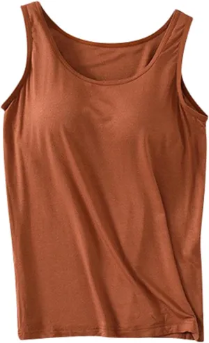 Built in Bra Tank Tops for Women Summer Adjustable Spaghetti Strap Camisole Tops