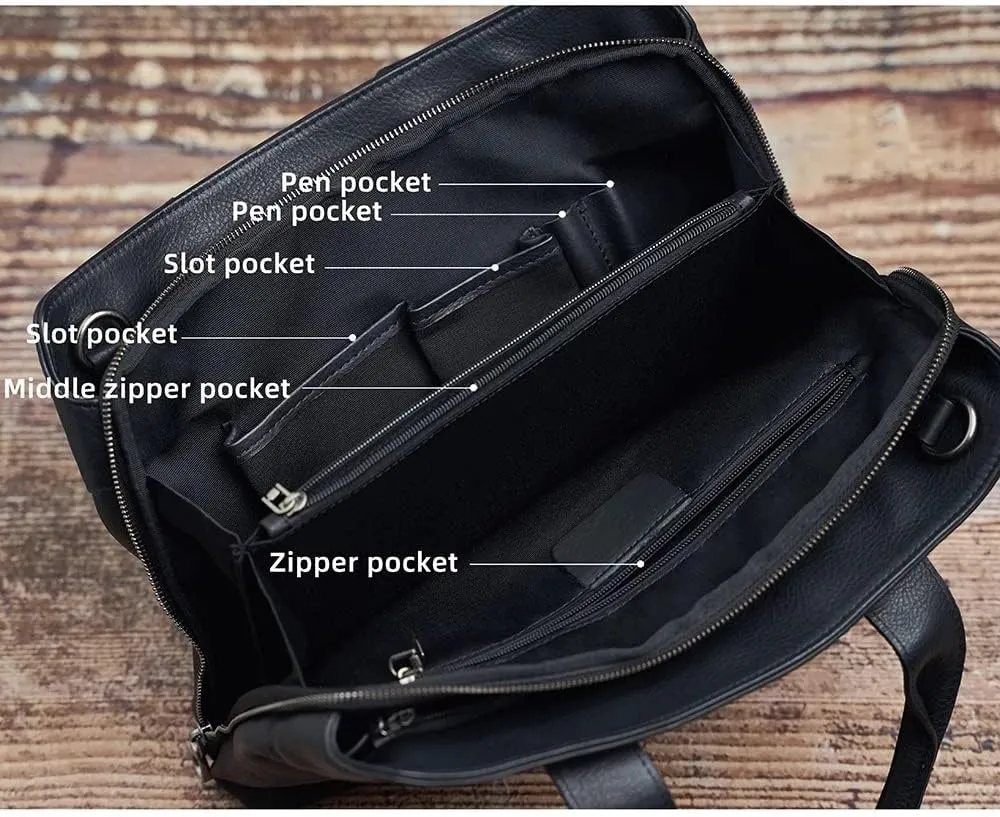 Business Men's Briefcase Casual Tote Bag Men's Shoulder Multifunction Bag 14 Inch Laptop