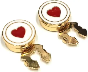 Button Covers for Women Men - Heart Cufflinks White Enamel Cuff Links for Tux Shirt, Woman Blouses
