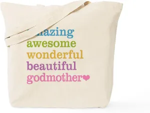 CafePress Godmother Amazing Awesome Tote Bag Natural Canvas Tote Bag, Reusable Shopping Bag