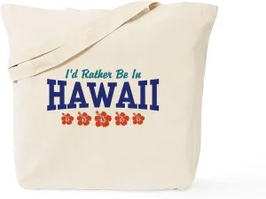 CafePress I'd Rather Be In Hawaii Tote Bag Natural Canvas Tote Bag, Reusable Shopping Bag