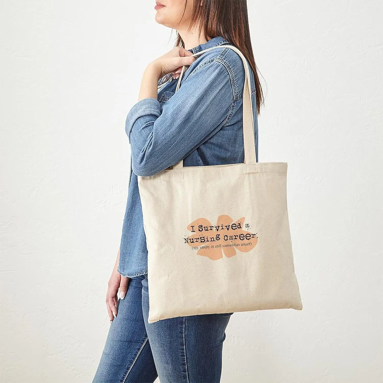 CafePress Retired Nurse FUNNY Tote Bag Natural Canvas Tote Bag, Reusable Shopping Bag