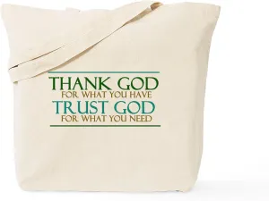 CafePress Thank God Trust God Tote Bag Natural Canvas Tote Bag, Reusable Shopping Bag