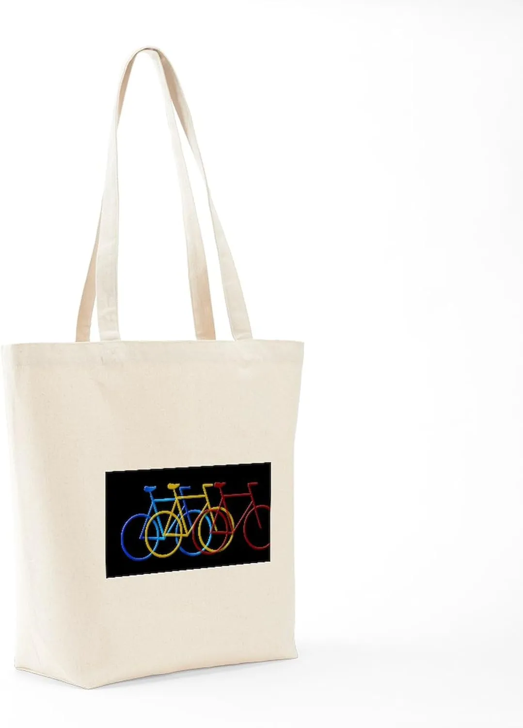 CafePress Three Bicycles On Black Tote Bag Natural Canvas Tote Bag, Reusable Shopping Bag