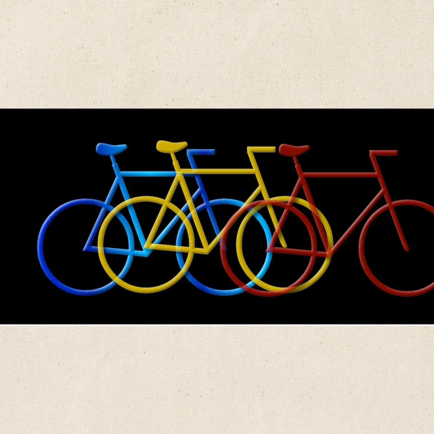 CafePress Three Bicycles On Black Tote Bag Natural Canvas Tote Bag, Reusable Shopping Bag