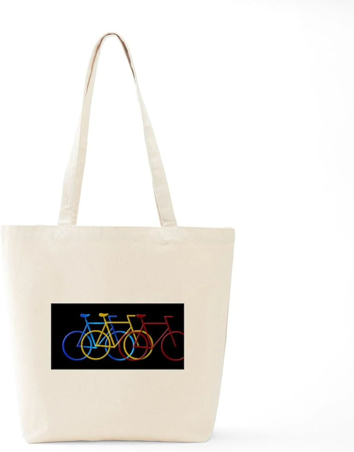 CafePress Three Bicycles On Black Tote Bag Natural Canvas Tote Bag, Reusable Shopping Bag