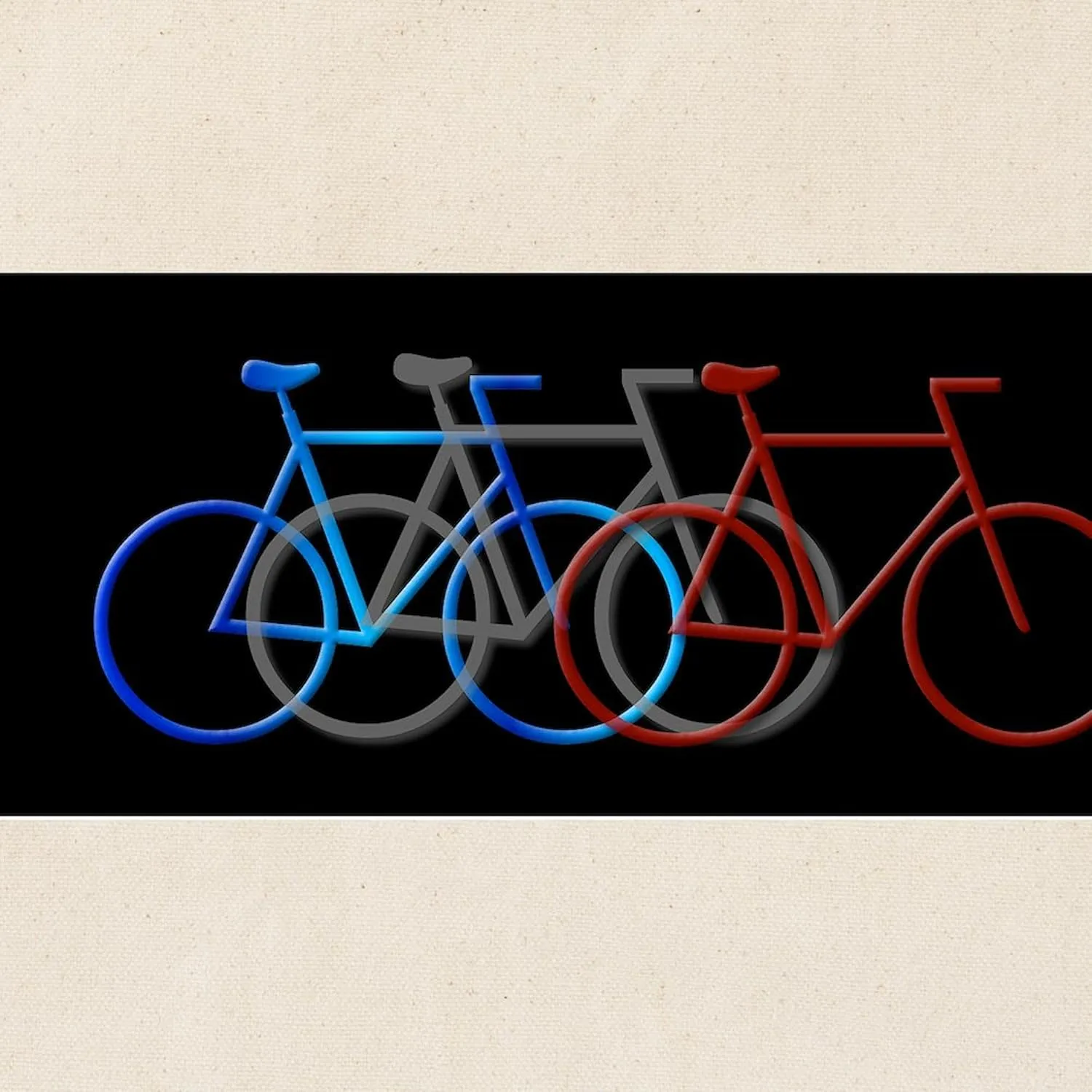 CafePress Three Bicycles On Black Tote Bag Natural Canvas Tote Bag, Reusable Shopping Bag