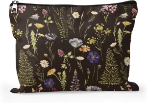 Cafl Watercolor Wildflowers Makeup Bag Travel Large Dandelion Floral Cosmetic Bag Organizer toiletry Essentials Jewelry Skincare Zipper Bag For Women -108 inch