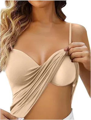 Camisole Tops for Women Built in Bra Summer Beach Vacation Sleeveless Tops Sexy Spaghetti Strap Tank Top Yoga Workout Sports