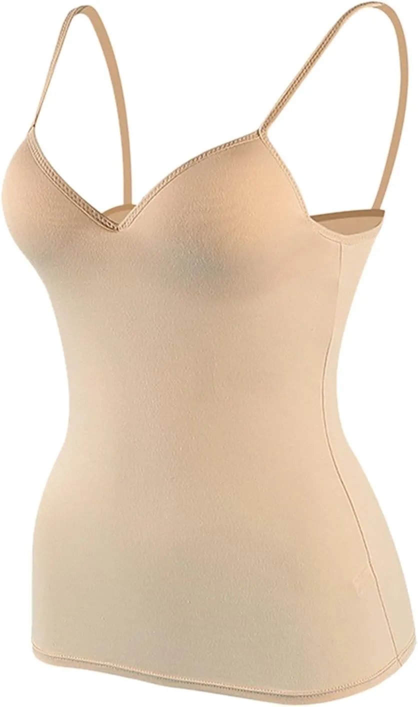 Camisole Tops for Women Built in Bra Summer Beach Vacation Sleeveless Tops Sexy Spaghetti Strap Tank Top Yoga Workout Sports