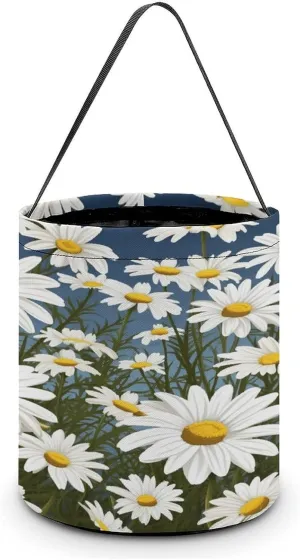 Camomile Pattern Halloween Tote Candy Bag Candy Basket Candy Bucket Gift Bag for Halloween Party
