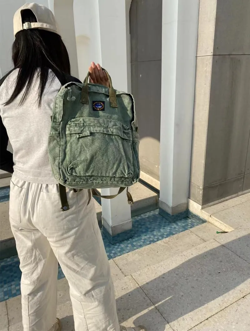Canvas Backpack for Women Casual Travel Daypack Aesthetic Backpacks Lightweight Handbag Purse (Army)