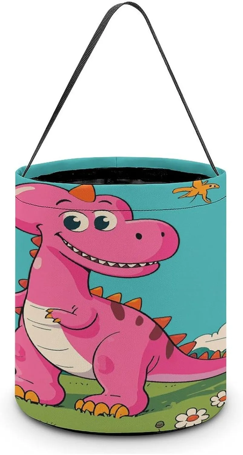 Cartoon Dinosaur Images Halloween Tote Candy Bag Candy Basket Candy Bucket Gift Bag for Halloween Party