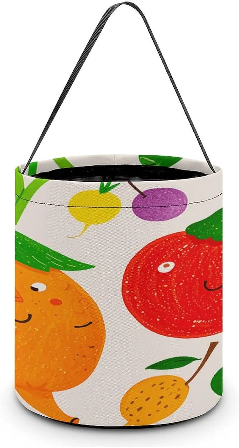 Cartoon Vegetable Fruits Halloween Tote Candy Bag Candy Basket Candy Bucket Gift Bag for Halloween Party
