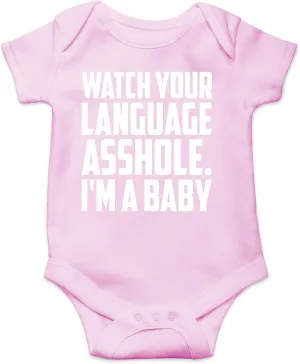 CBTwear Watch Your Language - Baby Clothes - Funny Newborn Bodysuit Outfits for Boys and Girls
