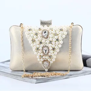 Ceremony Bags Diamond Decoration Women Hand Bag Clutches Beige Dinner Party Purses Wedding Clutch Bag