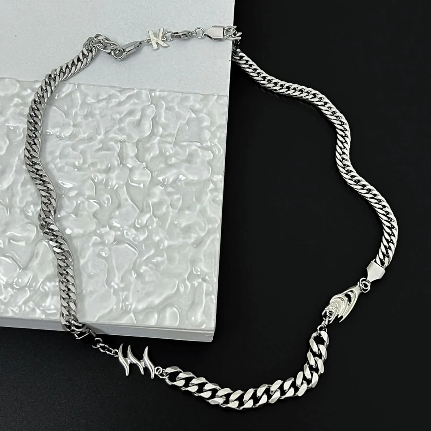 Chain Necklace for Man Irregular Y2k Necklace Beads Shorts Chain Men's Fashion Jewelry