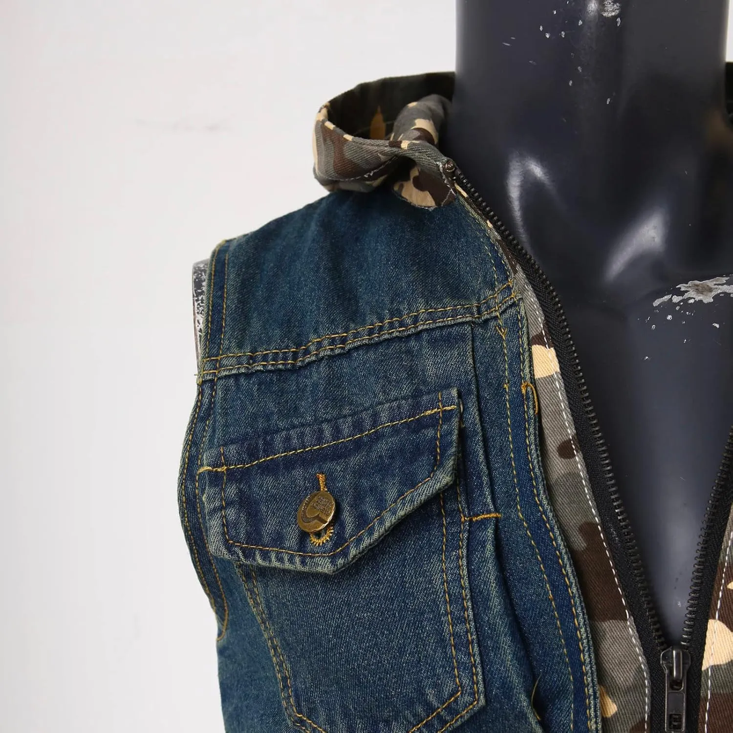 Chaqueta Denim Vest Para Hombre Slim Fit Button Down Sleeveless Shirts for Men Retro Distressed Destroyed Jeans Jacket