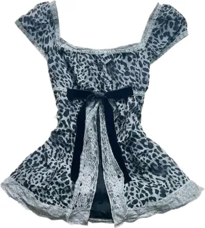 Cheetah Y2k Tank Top Grunge Spaghetti Strap Tops Bow Coquette Clothes Streetwear Women Summer Cute Camisole