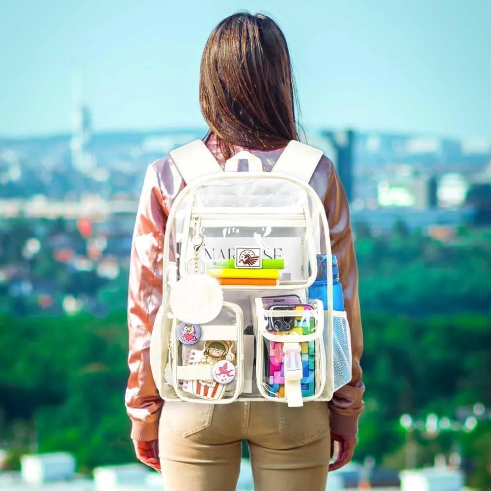 Clear Backpack, Transparent Bookbag Heavy Duty See Through Backpacks