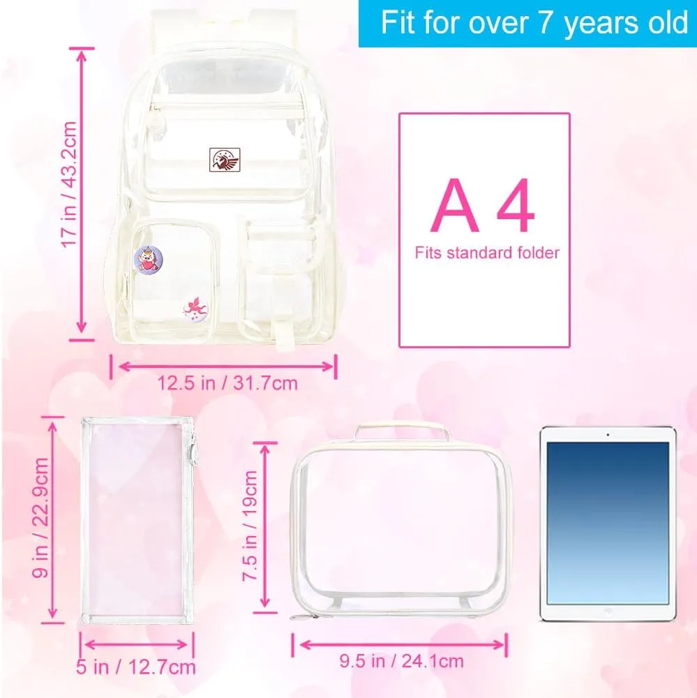 Clear Backpack, Transparent Bookbag Heavy Duty See Through Backpacks