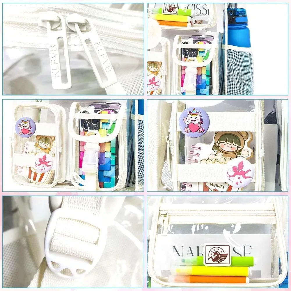 Clear Backpack, Transparent Bookbag Heavy Duty See Through Backpacks