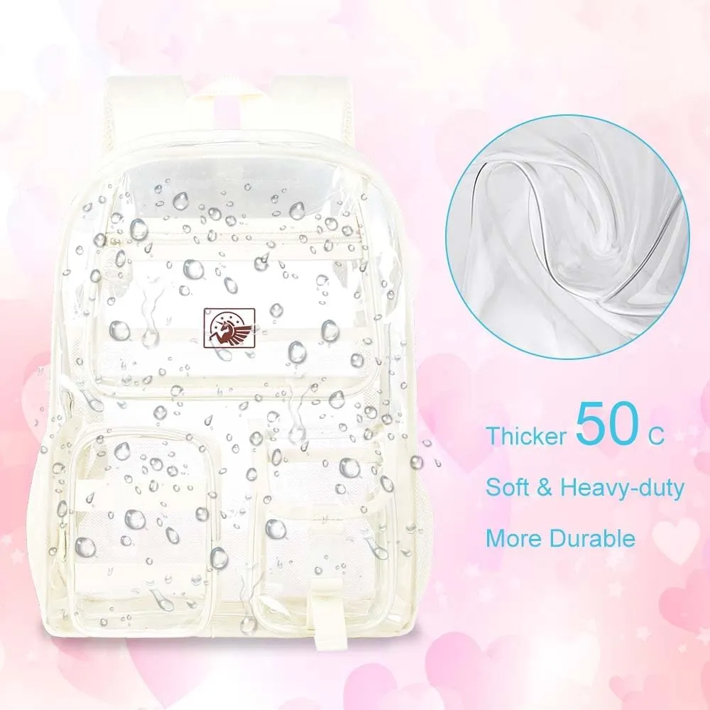 Clear Backpack, Transparent Bookbag Heavy Duty See Through Backpacks