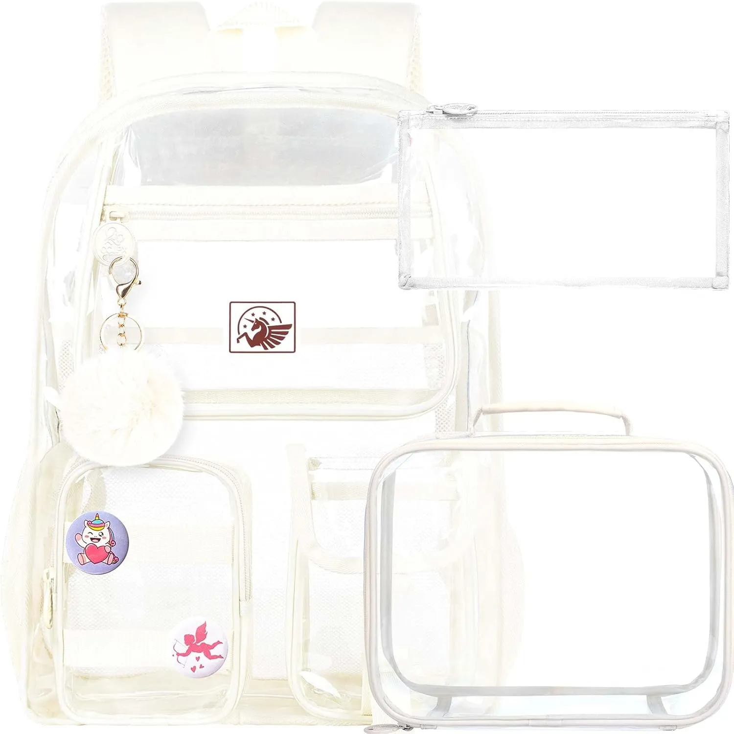 Clear Backpack, Transparent Bookbag Heavy Duty See Through Backpacks