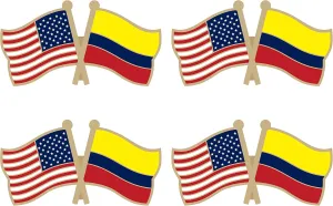 Colombia Crossed Double Flag Lapel Pins Small Mini Colombian Friendship Pin Badge Pack of 4
