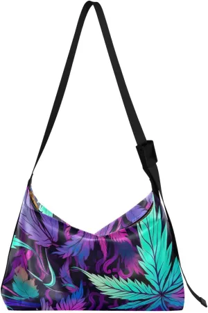 Color Leaf Beautiful Blue Tote Bag for Women Large Hobo Bags Cross Body Bag Leather Tote with Adjustable Strap for Travel Women