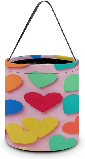 Colored Love Hearts Halloween Tote Candy Bag Candy Basket Candy Bucket Gift Bag for Halloween Party
