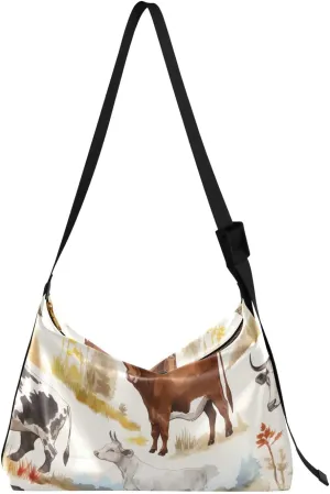 Colorful Cows Tote Bag for Women Large Hobo Bags Leather Crossbody Bags Hobo Purses with Adjustable Strap for Girl