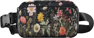 Colorful Flowers Fanny Packs for Women Men, Fashion Belt Bag Waterproof Waist Pack Crossbody Bags with Adjustable Strap for Workout Running Hiking