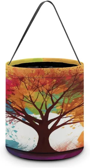 Colorful Tree Halloween Tote Candy Bag Candy Basket Candy Bucket Gift Bag for Halloween Party