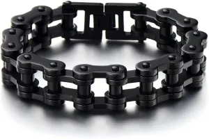 COOLSTEELANDBEYOND Heavy Sturdy Mens Motorcycle Chain Bike Chain Bracelet of Stainless Steel Silver Color Polished