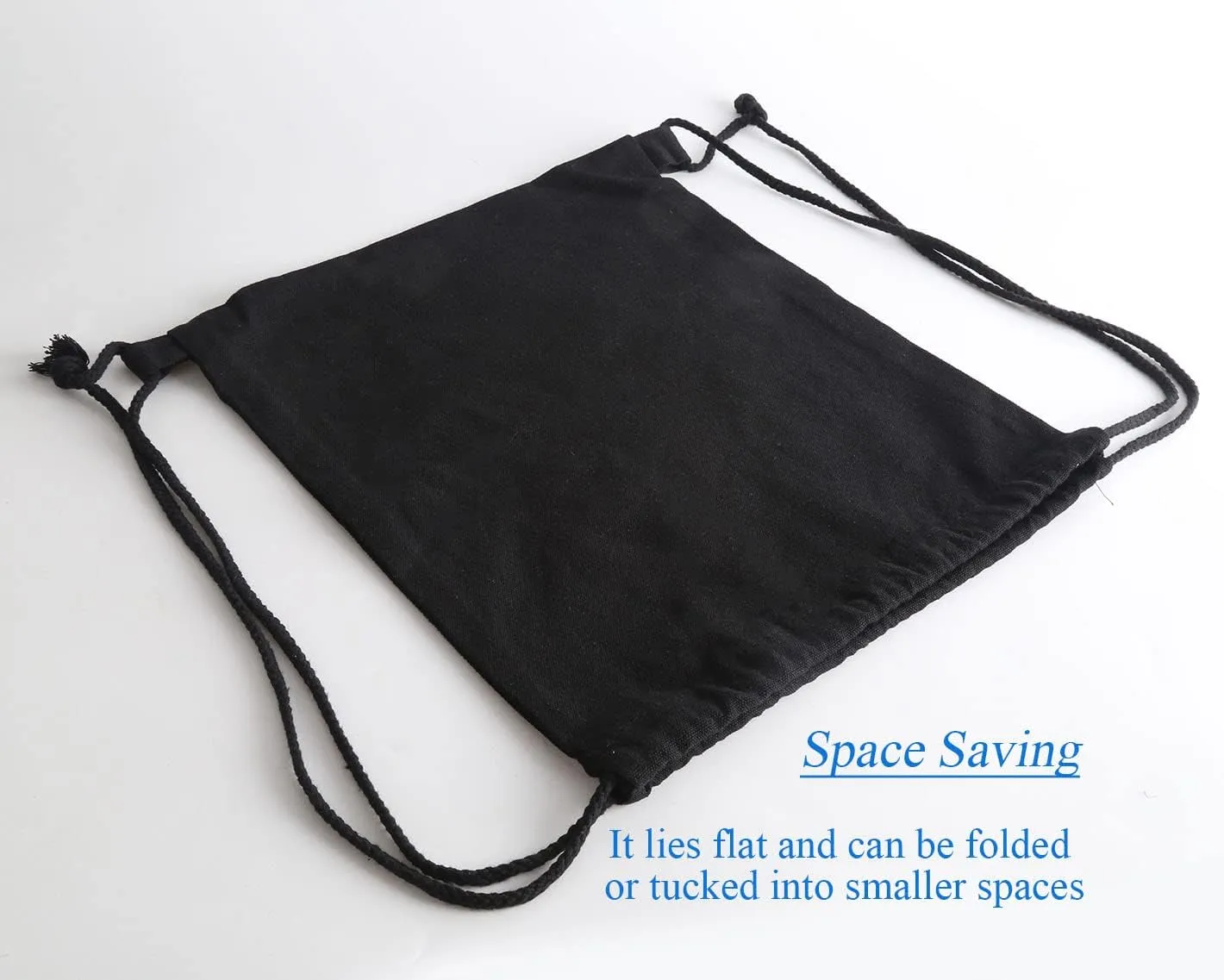 Cotton Canvas Drawstring Backpack Bag Sport Gym Sackpack String Sack Bags Pack of 2, Black