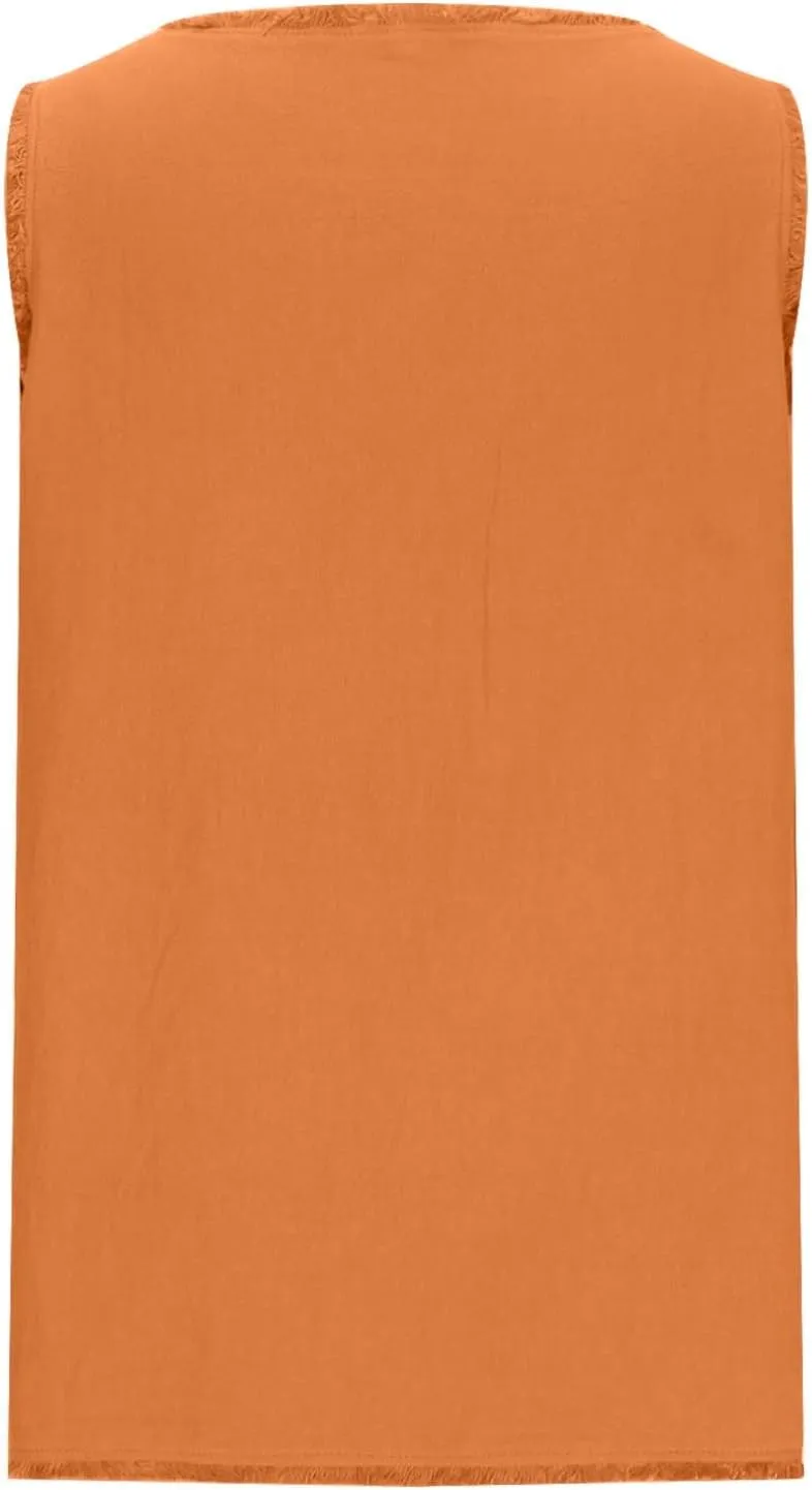 Cotton Linen Tank Tops for Women 2025 Summer Solid Color Raw Edge Hem Shirts Casual Trendy Loose Sports Camisoles