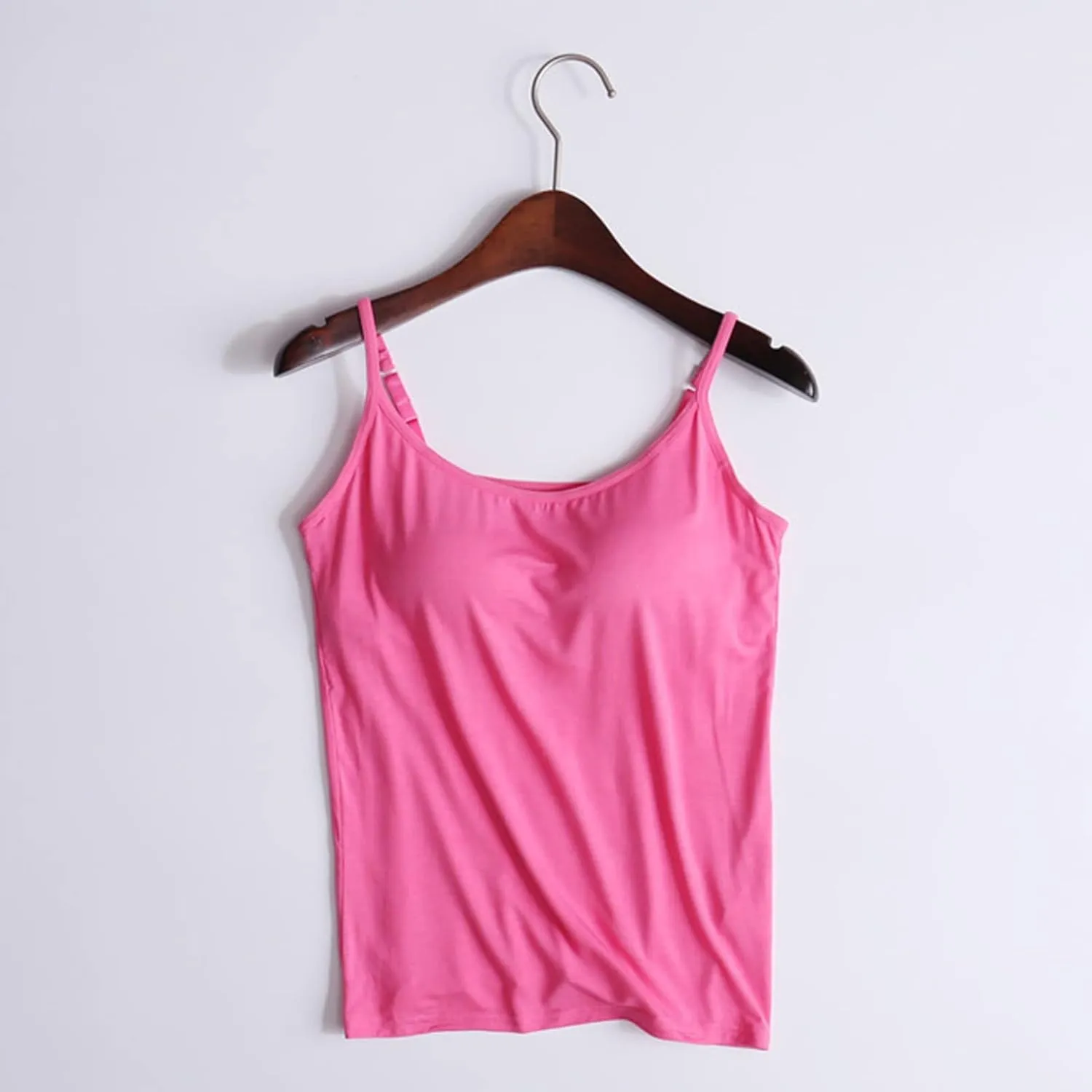 Cotton Tank Top with Built in Bra for Women Shelf Bra Camisole Tops Spaghetti Strap Cami Shirts Cotton Undershirts