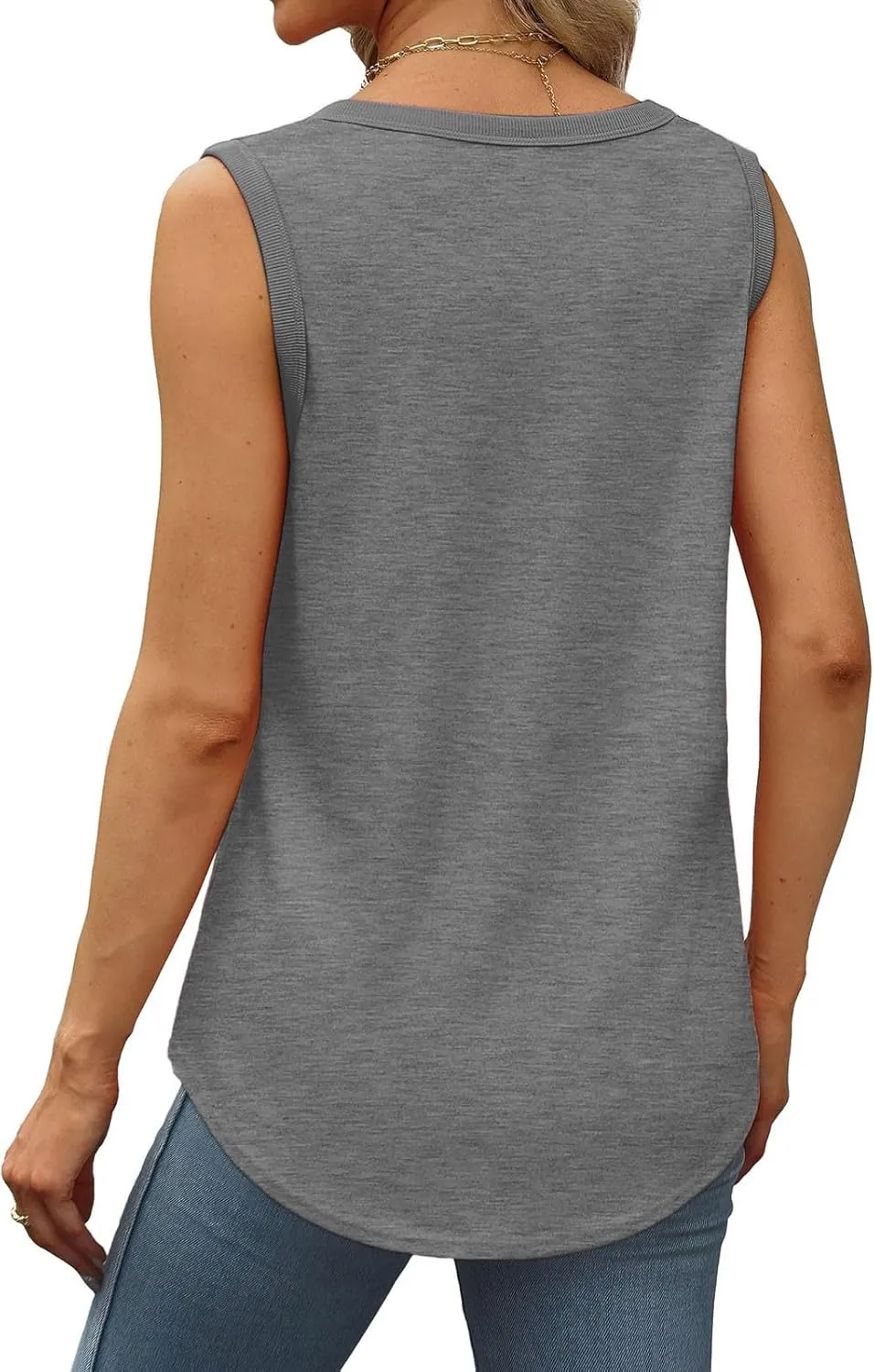 Cotton Tank Top Women Loose Fit Scoop Neck Sleeveless Shirts Summer Flowy Long Wide Strap Tanks Casual Tunic Camisole