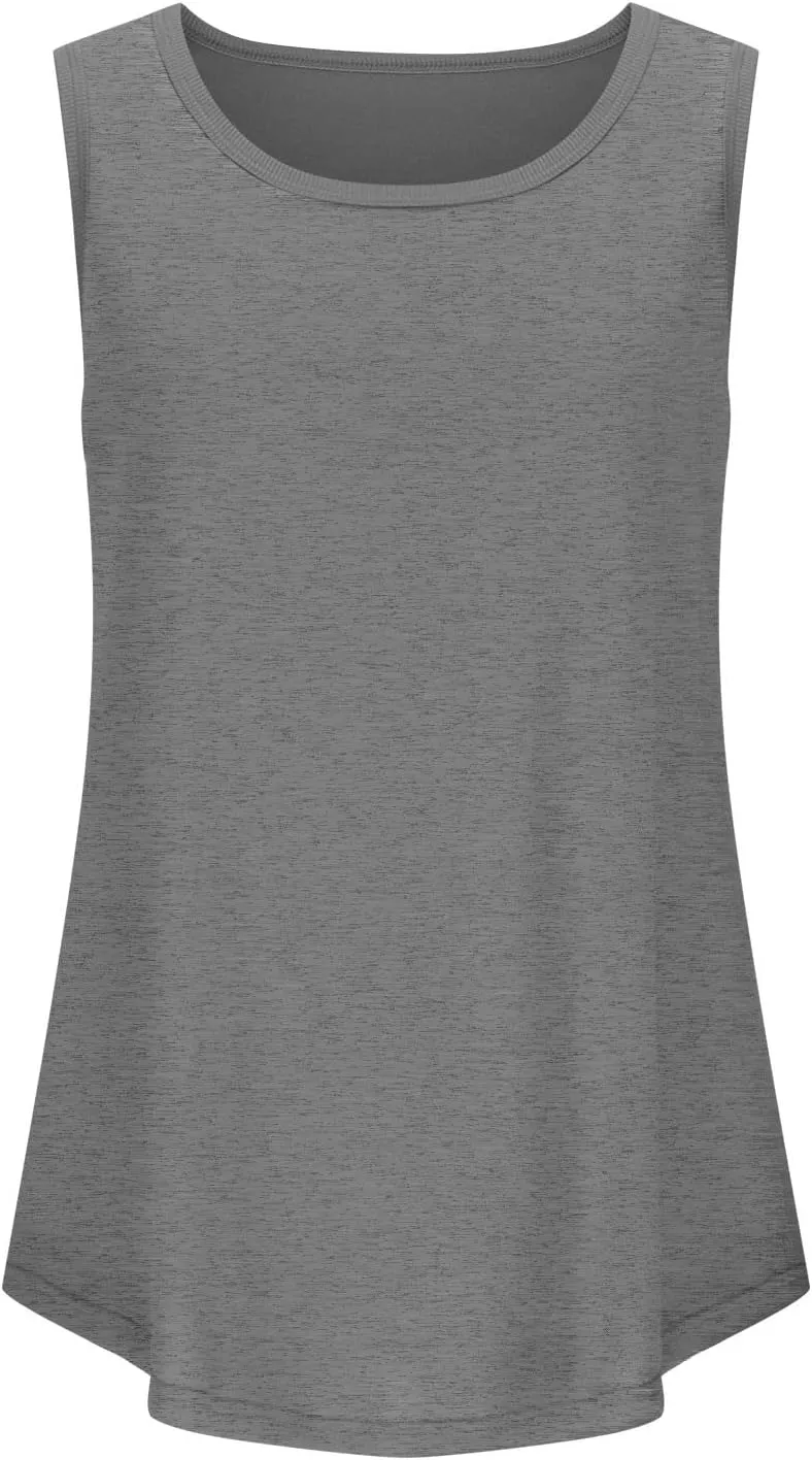 Cotton Tank Top Women Loose Fit Scoop Neck Sleeveless Shirts Summer Flowy Long Wide Strap Tanks Casual Tunic Camisole