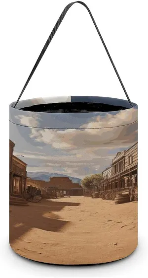 Cowboy Town Halloween Tote Candy Bag Candy Basket Candy Bucket Gift Bag for Halloween Party