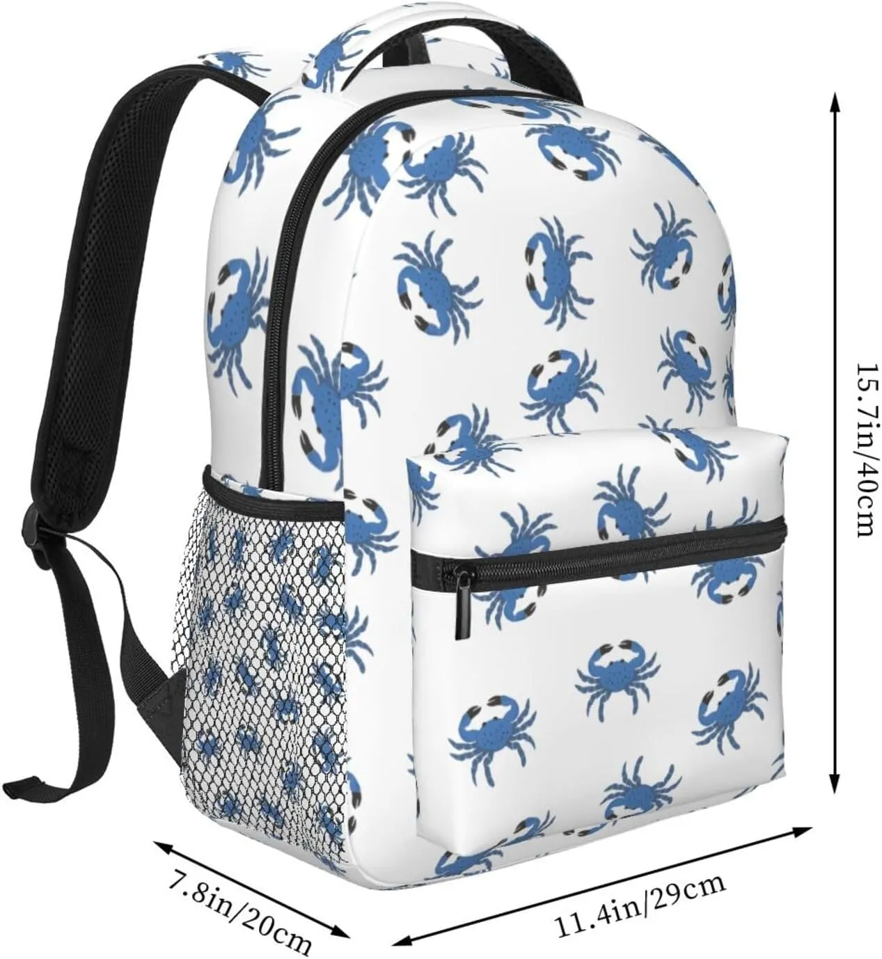 Crab Travel Laptop Backpack for Women Lightweight College Backpack Adjustable Fits 15.6 Inch Laptop Bag for Work, Men, Gym