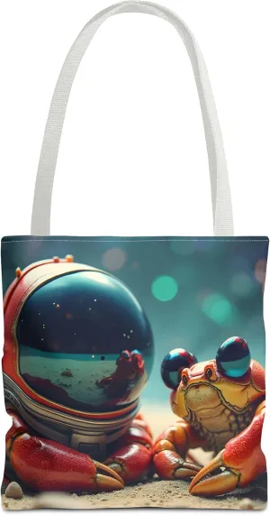 Crabs Tote Bag- Funny Sea Creature Bags for Beach & Pool, Silly Space Astronaut Shopping Bags for Boys, Fun Kids Travel Totes