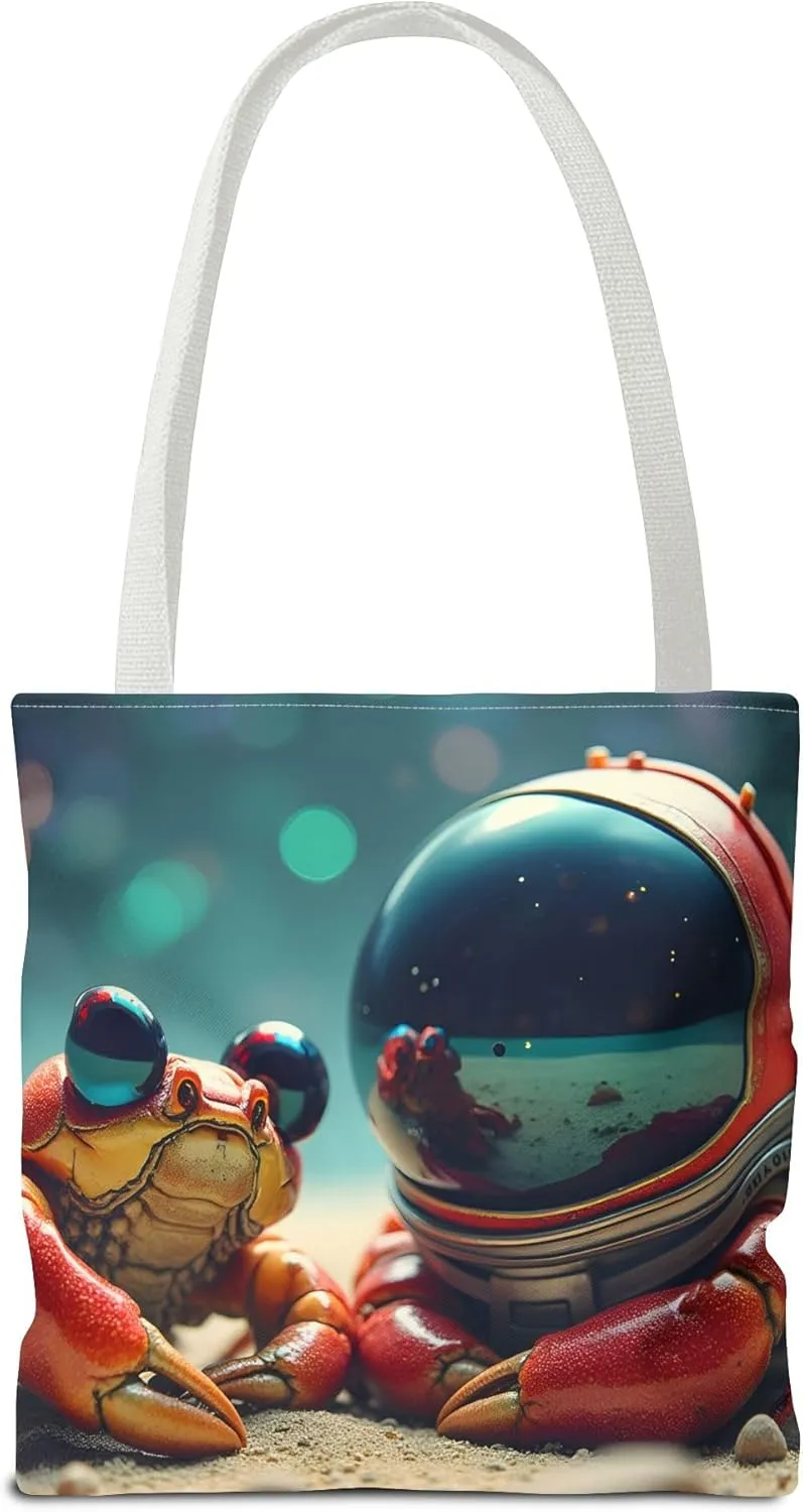 Crabs Tote Bag- Funny Sea Creature Bags for Beach & Pool, Silly Space Astronaut Shopping Bags for Boys, Fun Kids Travel Totes