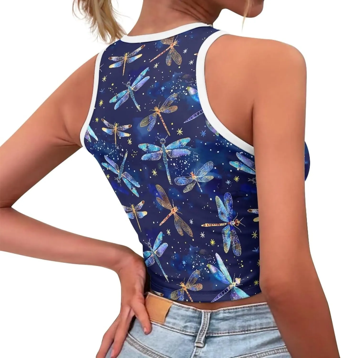 Crop Tops for Women Tank Tops Basic Style Sleeveless Racerback Halter Neck Fitted Tops