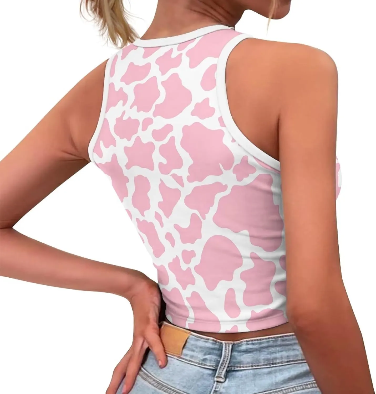 Crop Tops for Women Tank Tops Basic Style Sleeveless Racerback Halter Neck Fitted Tops