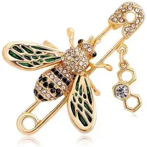 Crystal Bee Brooch Animal Enamel Brooch Cute Novelty Dress Collar Insect Brooch Jacket Accessories Decoration Lovely Hat Jewelry Gift